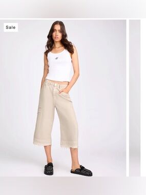 Free People x One Teaspoon Denim Jorts in Stone
